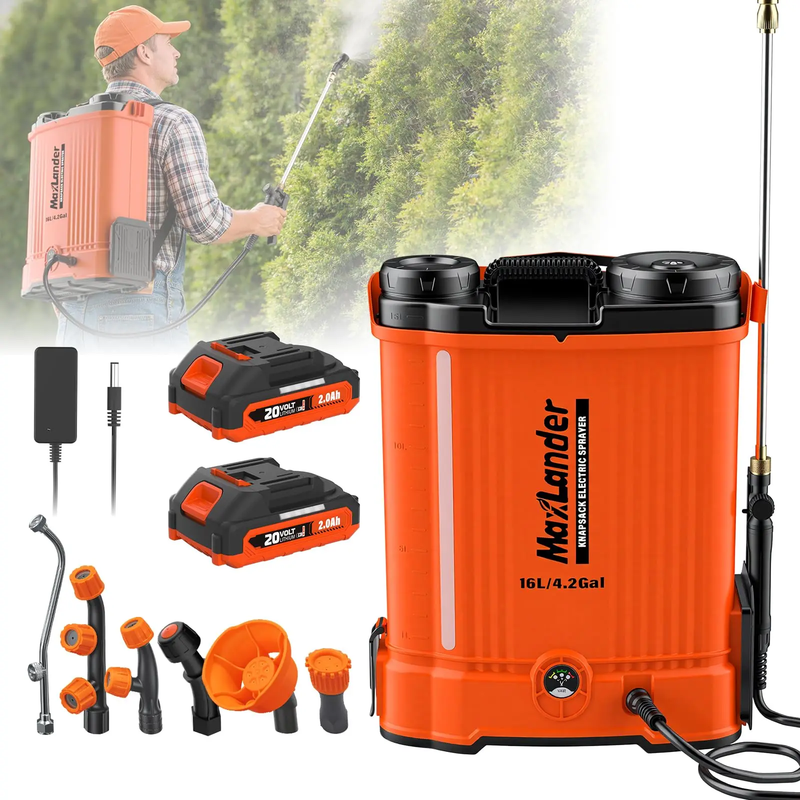 Aspersor mochila eléctrico 15.9L 90 PSI batería 20V