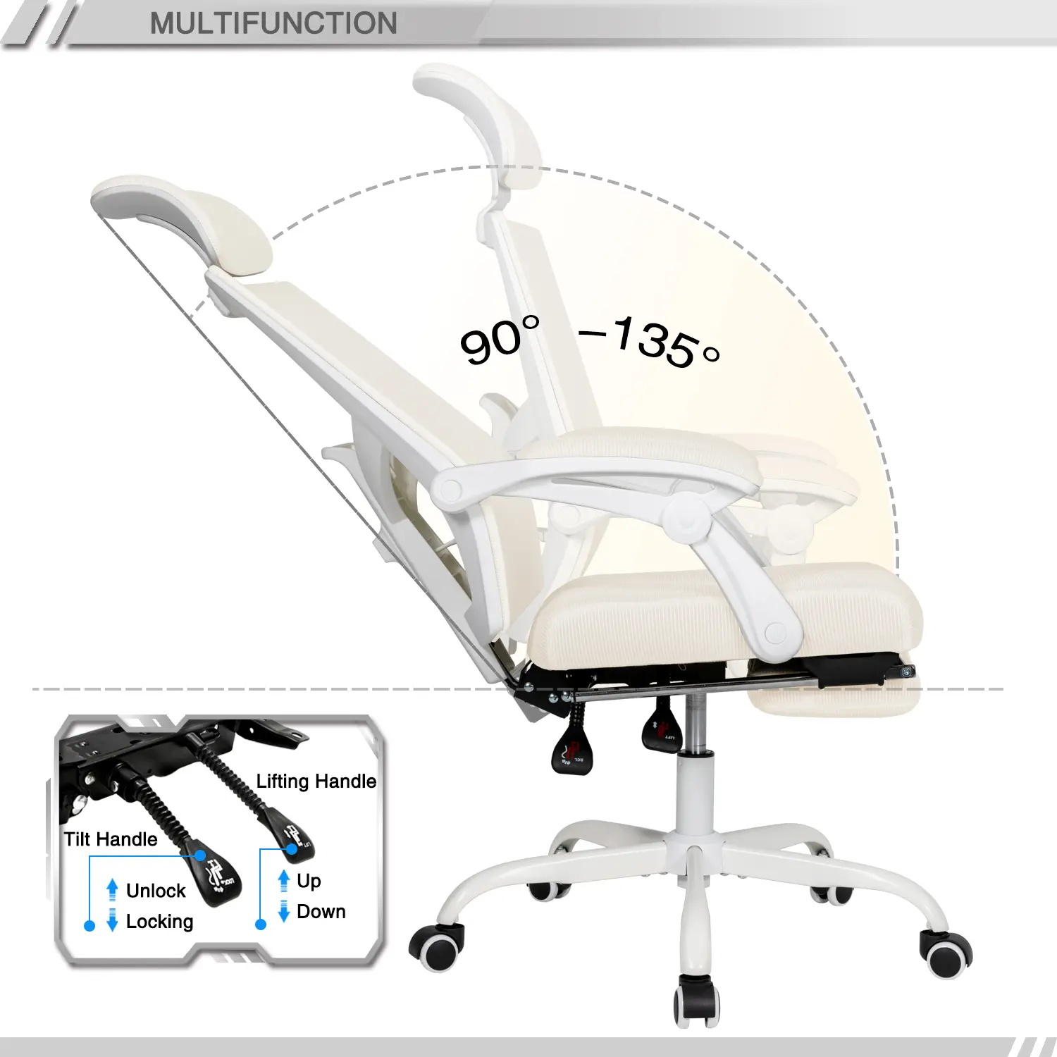 Silla de Oficina Ergonómica de Malla con Reposapiés