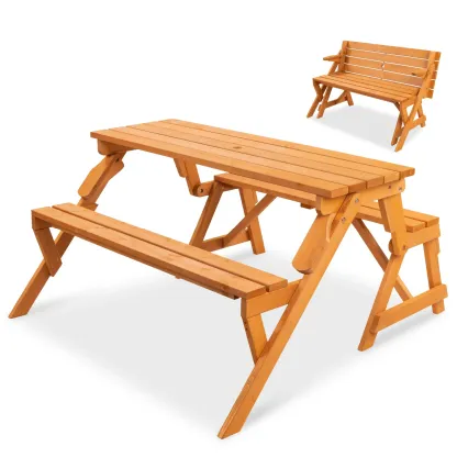 Mesa de Picnic 2 en 1 de Madera para Exteriores