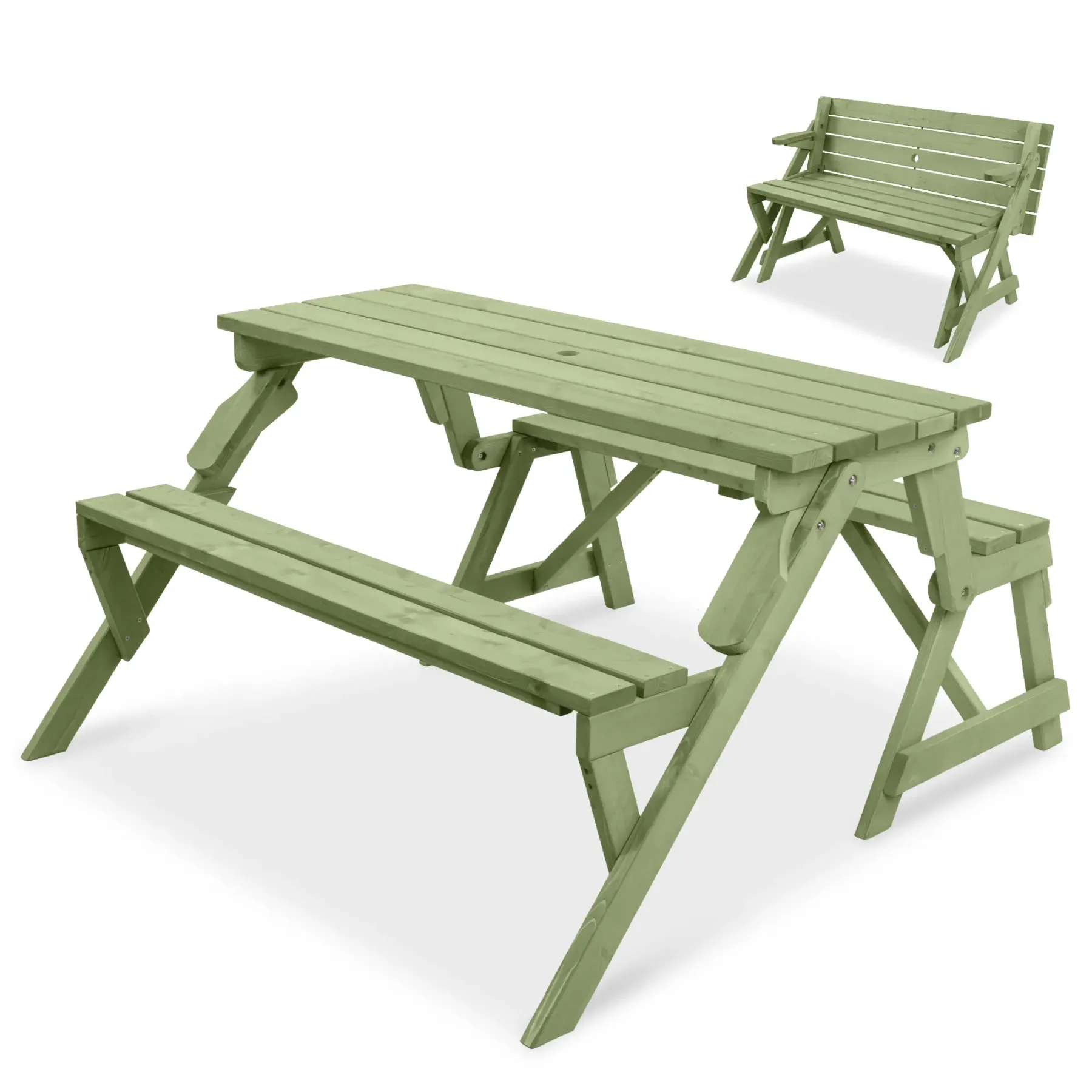Mesa de Picnic 2 en 1 de Madera para Exteriores