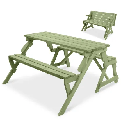 Mesa de Picnic 2 en 1 de Madera para Exteriores