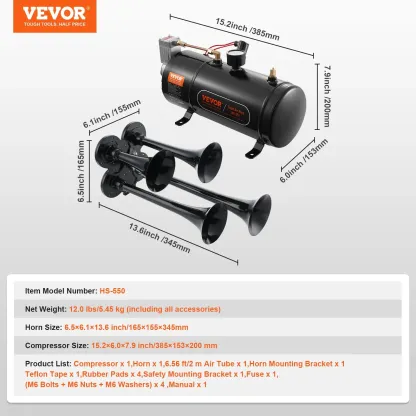 Kit de Bocina de Tren 4 Trompetas 150dB 12V