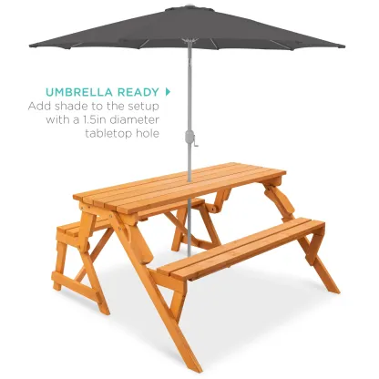 Mesa de Picnic 2 en 1 de Madera para Exteriores