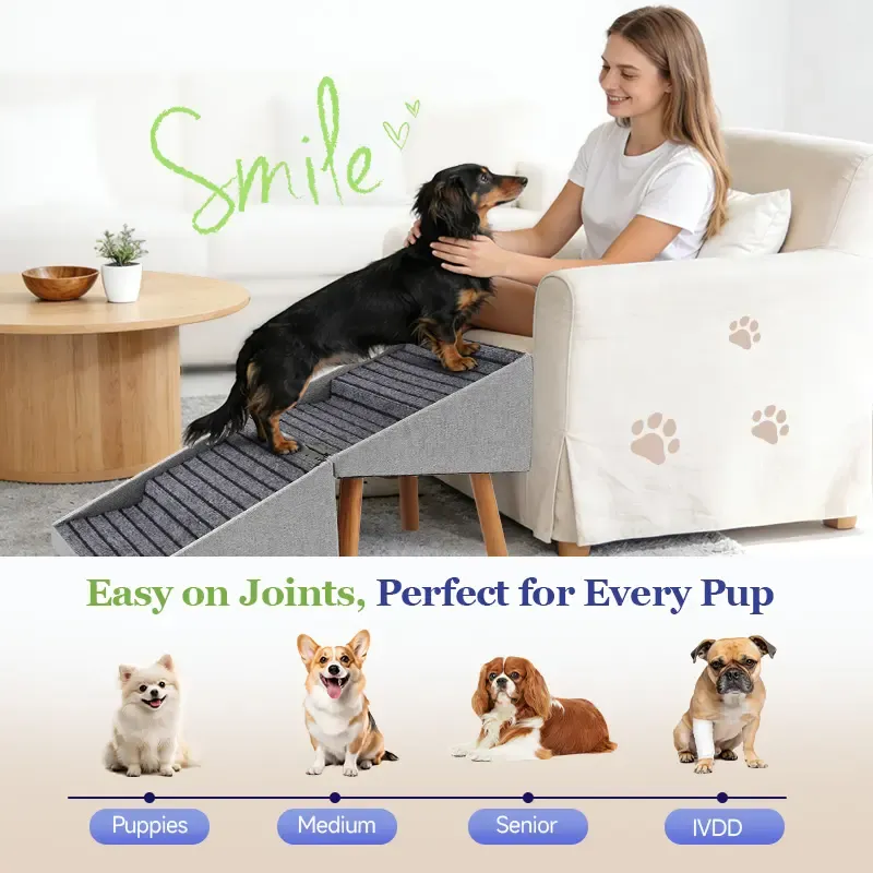 Rampa para Perros 17" Convertible en Otomano | Antideslizante para Sofá o Cama