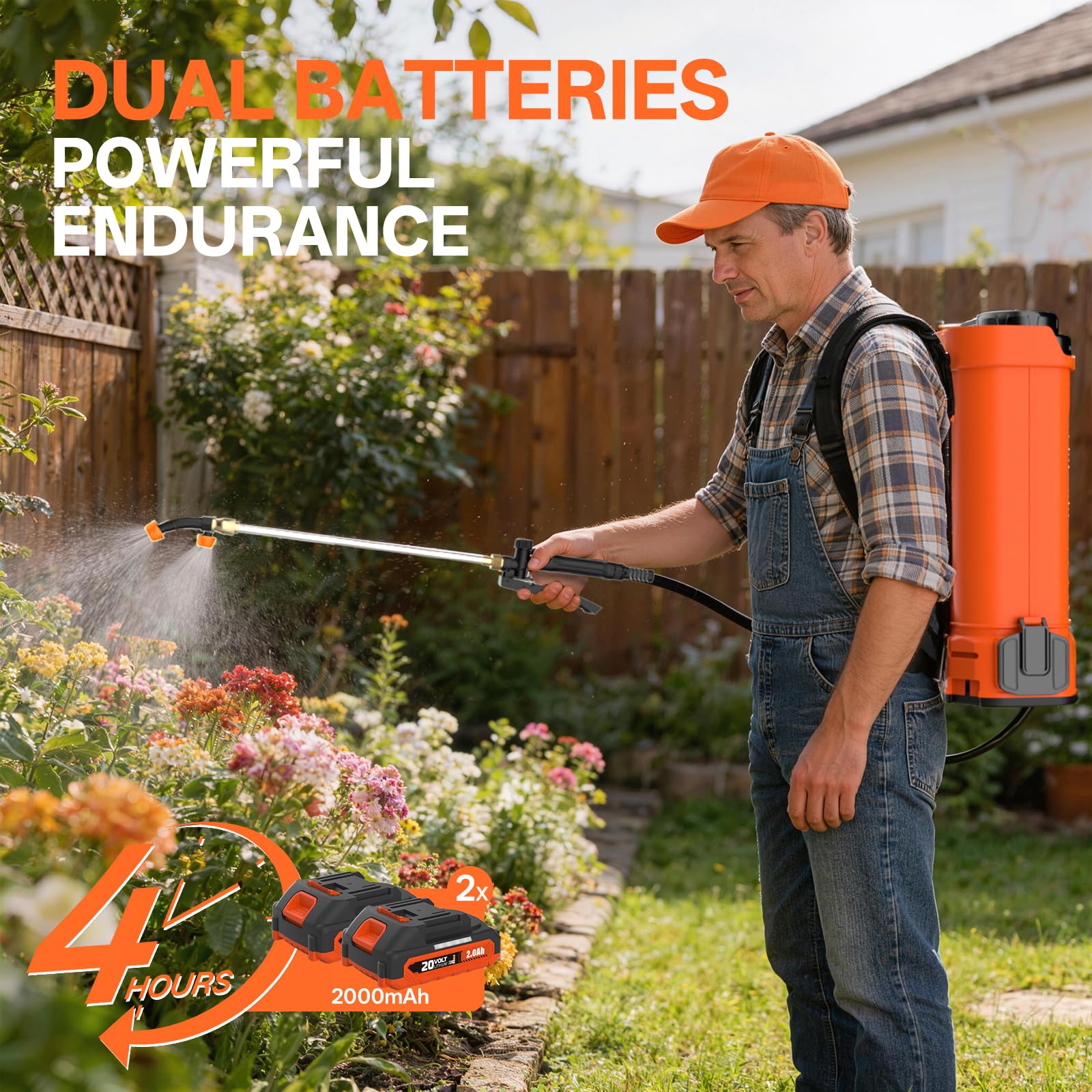 Maxlander Battery Powered Backpack Sprayer 4.2 Gallon, Electric Graden Sprayer Works with 2 x 20V 2.0Ah Battery, 90 PSI Adjustable Pressure Sprayer with 6 Spray Nozzles electric sprayer