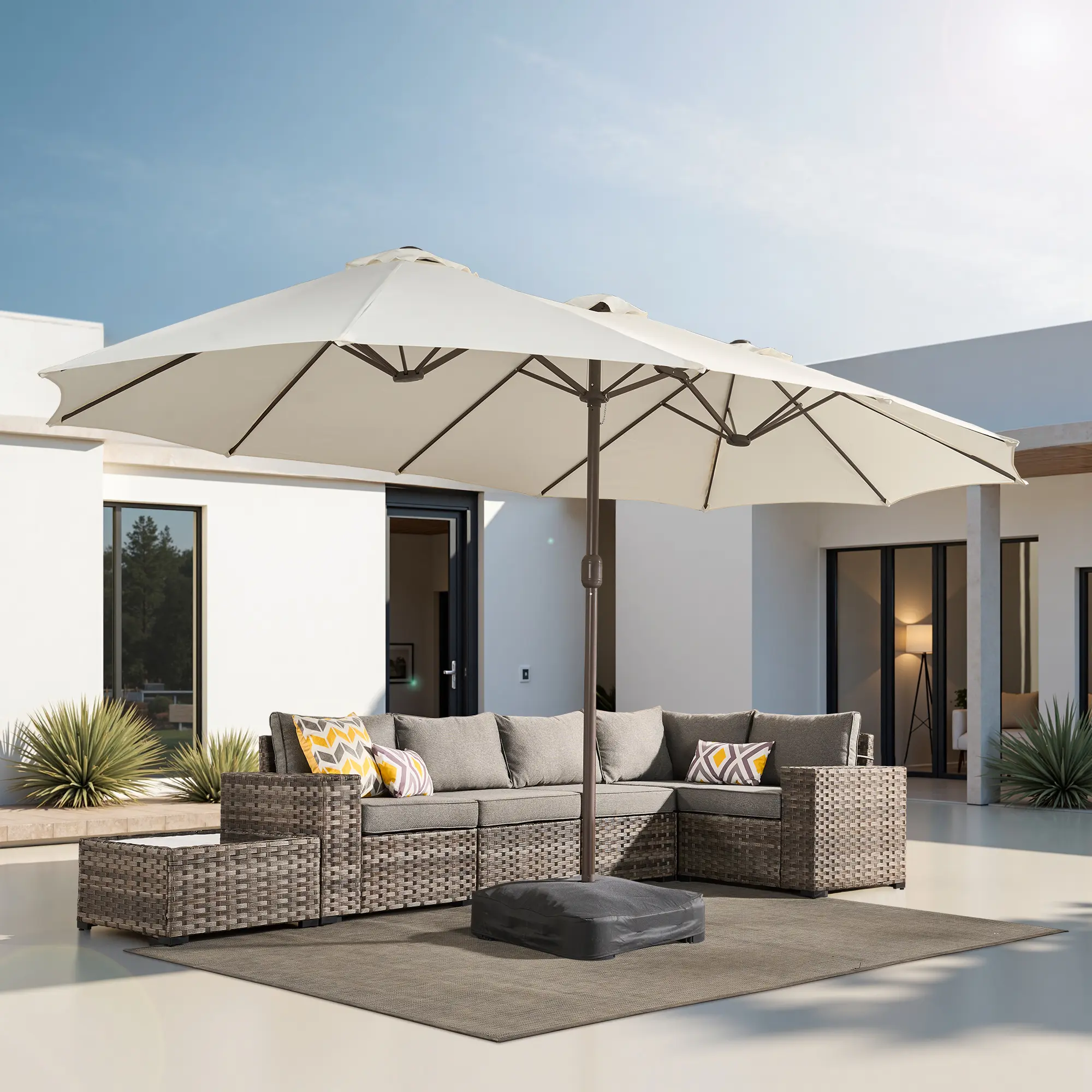Sombrilla Rectangular de 4.5 m con Luz Solar