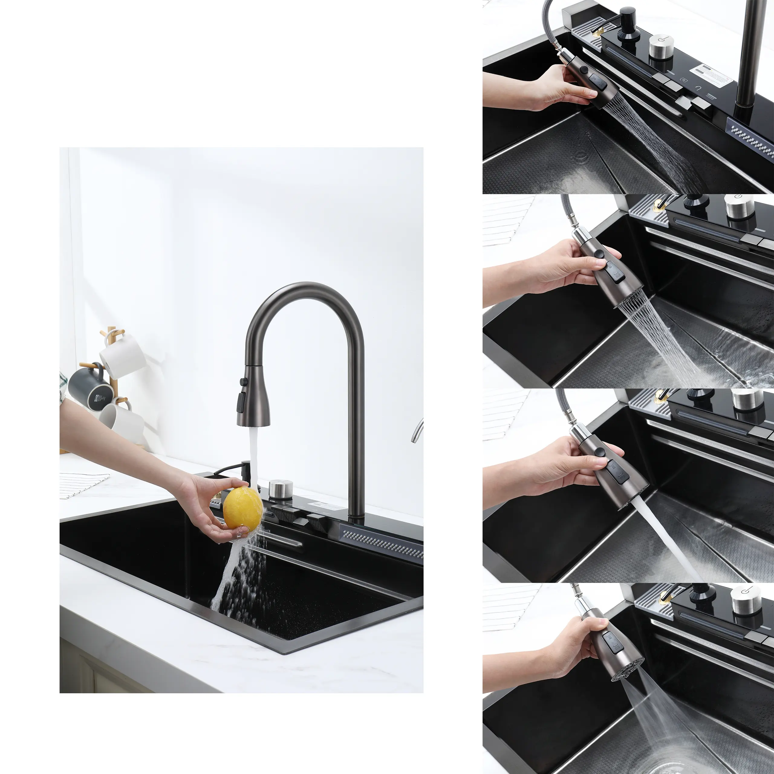 Fregadero Inteligente de Acero Inoxidable 76 cm con Accesorios