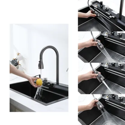 Fregadero Inteligente de Acero Inoxidable 76 cm con Accesorios