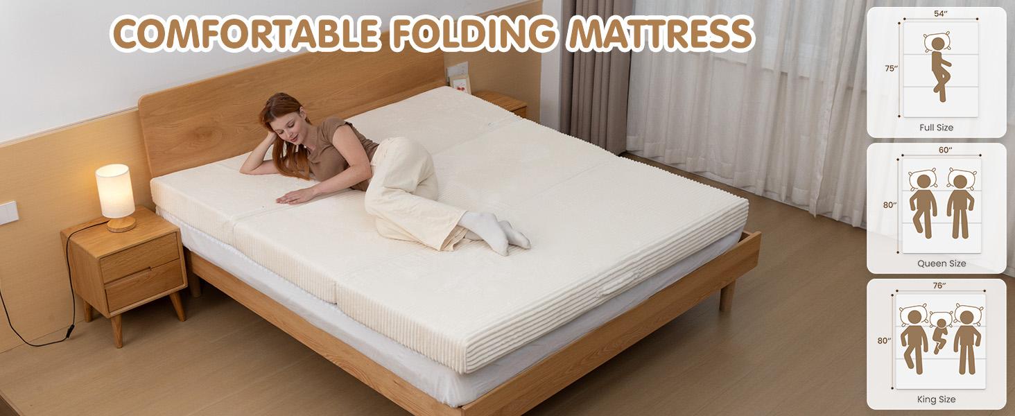 Winzoo 5-in-1 Convertible Folding Sofa Bed Queen Tri-Fold Mattress with Armrests Boneless Floor Sofa Futon Couch for Living Room Bedroom Apartment Winzoo 5-in-1 Convertible Folding Sofa Bed Queen Tri-Fold Mattress with Armrests Boneless Floor Sofa Futon Couch for Living Room Bedroom Apartment