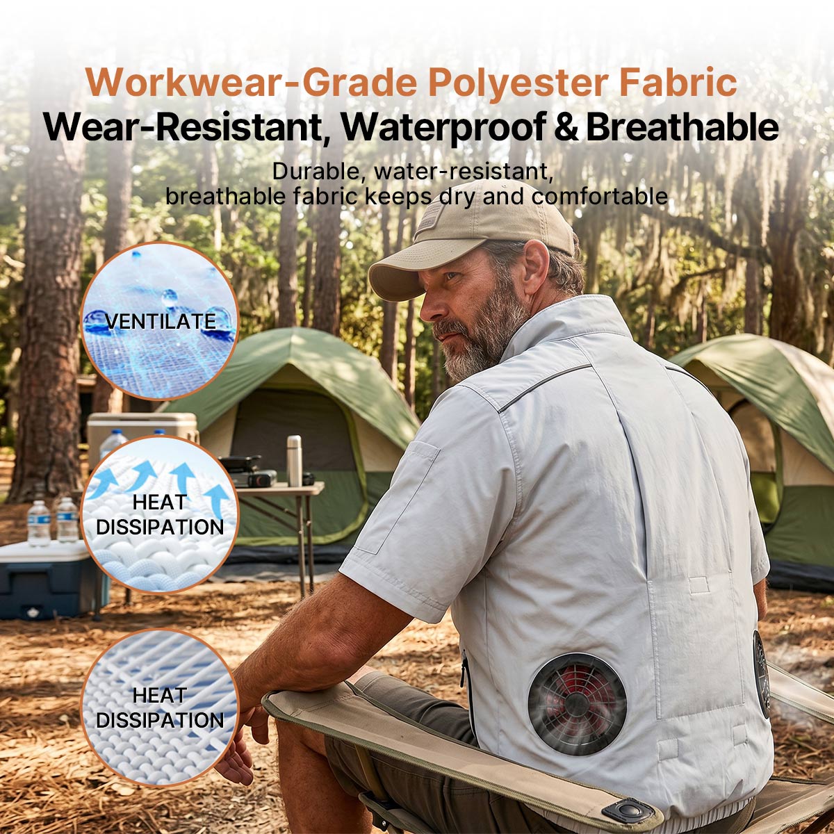 Cooling Workwear Fan Jacket – 5V/12V Outdoor Cooling Vest | Luviacamp