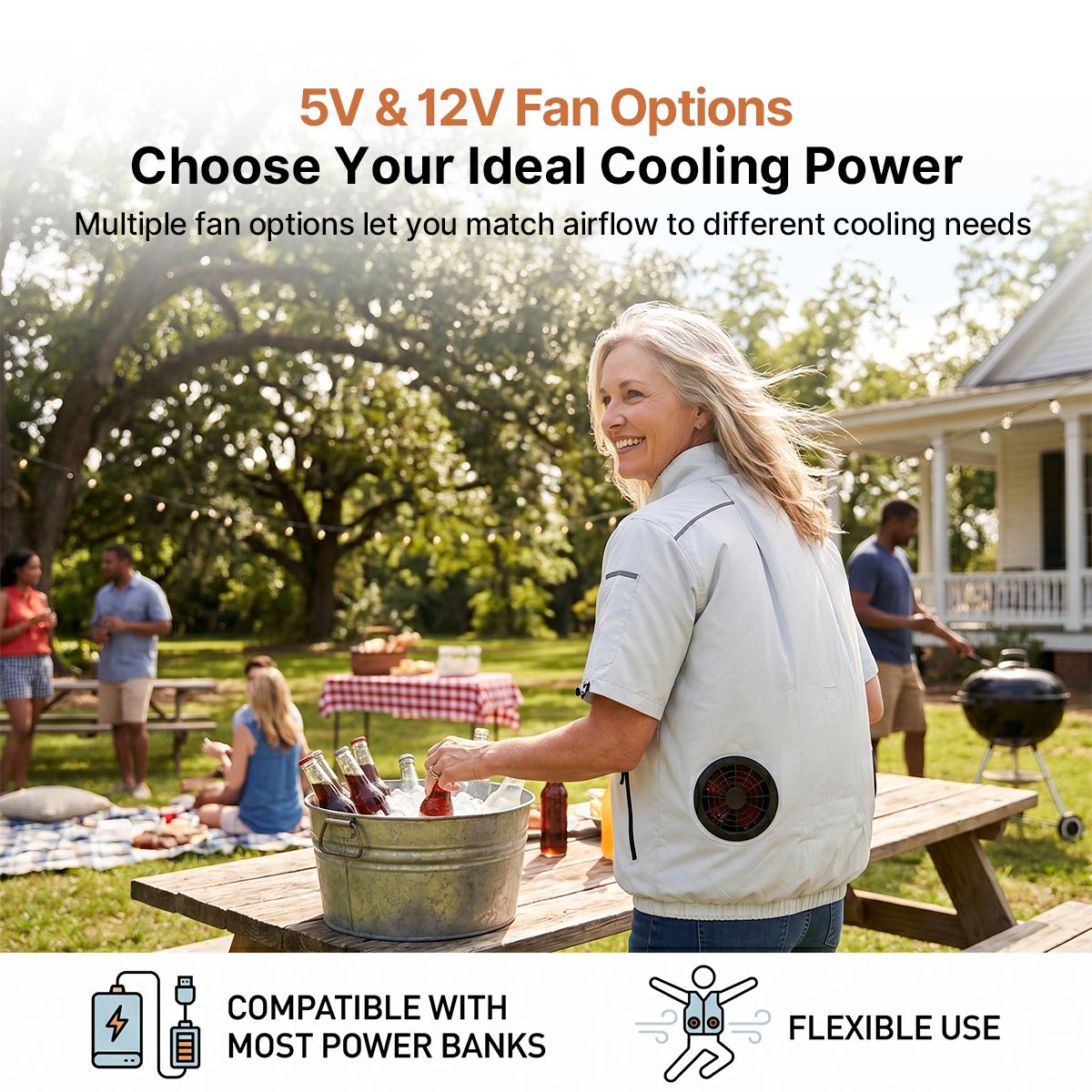 Cooling Workwear Fan Jacket – 5V/12V Outdoor Cooling Vest | Luviacamp
