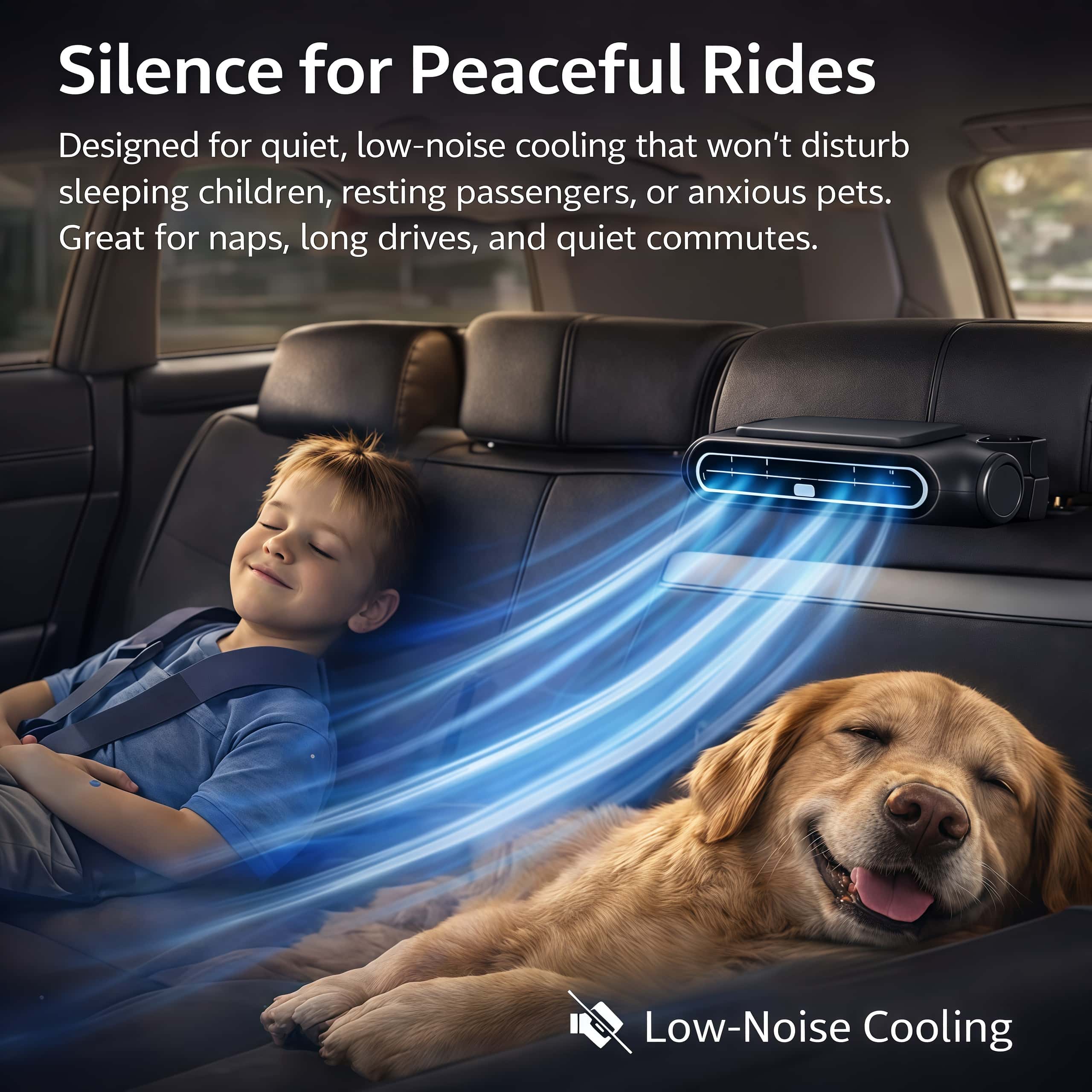 Universal Cordless Car Seat Cooling Fan (For Front or Back Seat Cooling)