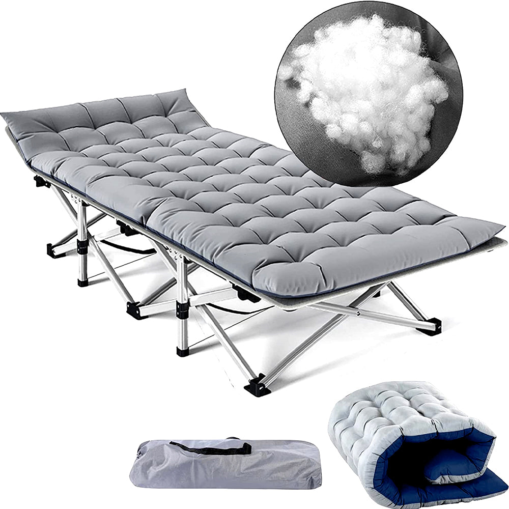 Camping Cots - Luxury Sleeping Foldable Cots Include Bed With Mattress Gray Sleeping Cots Folding Blue Cot Best Camping Cot Outdoor Camp Tent Bed Big Camping Cots Large Foldable Cots