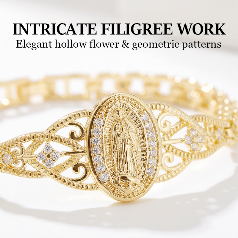 📿 50% OFF NOW! 🌸 Elegant Hollow Flower Virgin Mary Bracelet – Delicate Design, Hypoallergenic & Perfect for Daily Faith-Inspired Wear ✨