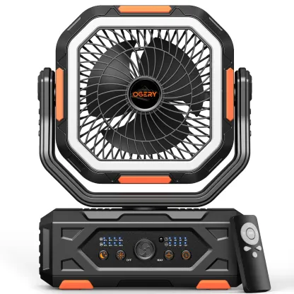 OGERY 2026 — Ventilador de camping mejorado, recargable de 30.000 mAh con luces LED y giro de 270°; ventilador de mesa oscilante con control remoto, ideal para tiendas de campaña, viajes, el hogar y actividades al aire libre — summerwins