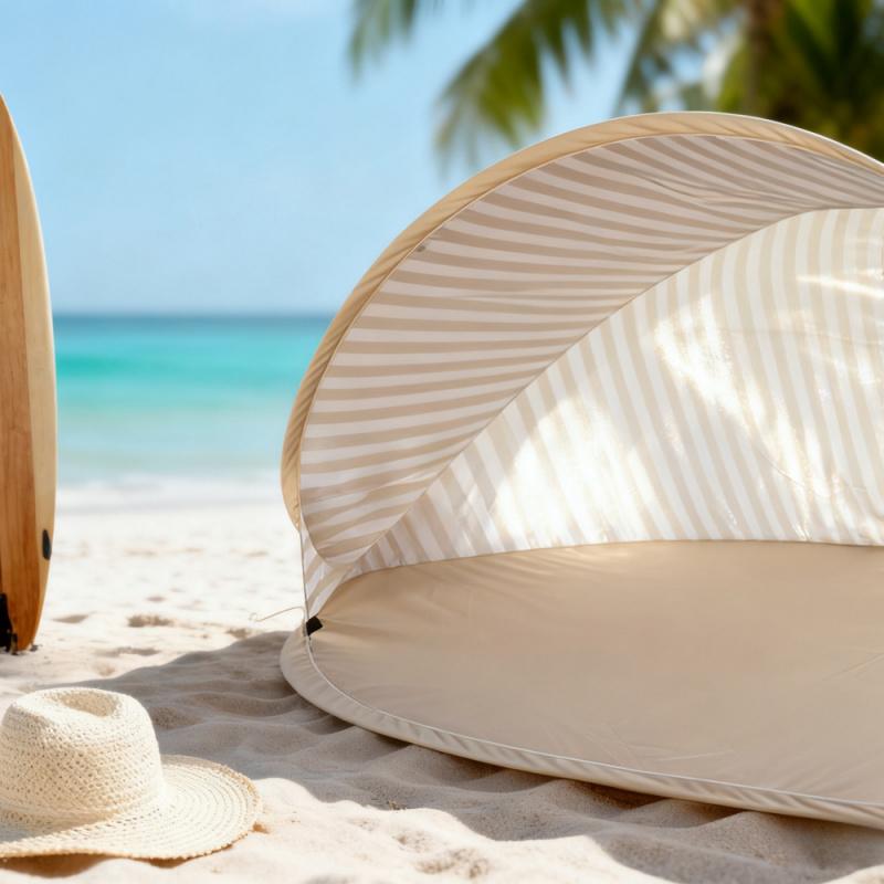 Tienda de playa desplegable sin montaje, toldo portátil de doble capa con protección solar, refugio instantáneo para pícnic, parque, acampada y uso familiar al aire libre.