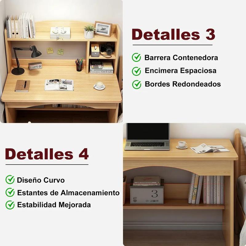 Escritorio Para Computadora Heaimo 100x48x120cm Con Librero Integrado Y Gabinetes De Almacenamiento Mesa De Oficina Home Office Escritorio De Estudio Con Estantes Organizadores Multifuncional Gris