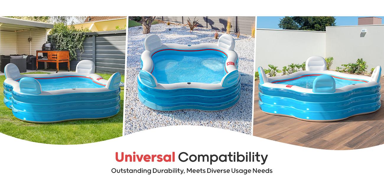 QPAU Inflatable Swimming Pool, Full-Sized Blow Up Pools with Seats and Backrests, Kiddie Pool for Outdoor & Backyard, for Family Summer Time Fun, Jelly Blue QPAU Inflatable Swimming Pool, Full-Sized Blow Up Pools with Seats and Backrests, Kiddie Pool for Outdoor & Backyard, for Family Summer Time Fun, Jelly Blue