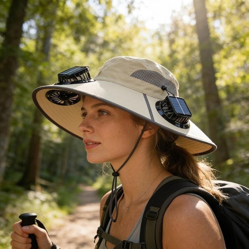 Nuevo sombrero con ventilador solar triple para exteriores (modelo 2026): sombrero con protección solar y ventilador, batería recargable, resistente al agua, ideal para eventos deportivos, diseño unisex.