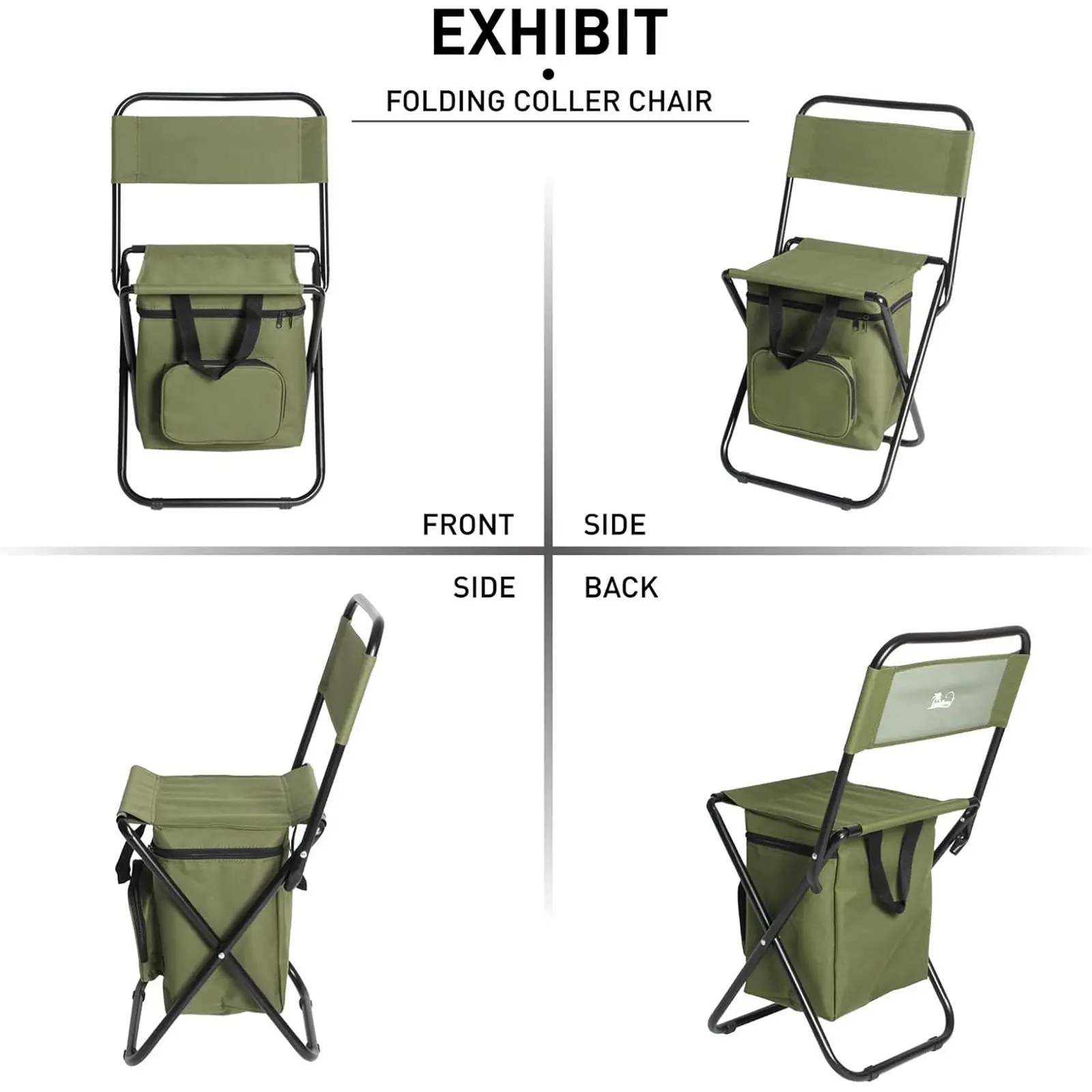 Silla de pesca portátil con bolsa térmica, taburete de pesca compacto, silla de camping plegable y compacta, silla para exteriores de resistente tela Oxford, soporta hasta 440 libras (aprox. 200 kg); ideal para viajes, acampada, caza y senderismo.