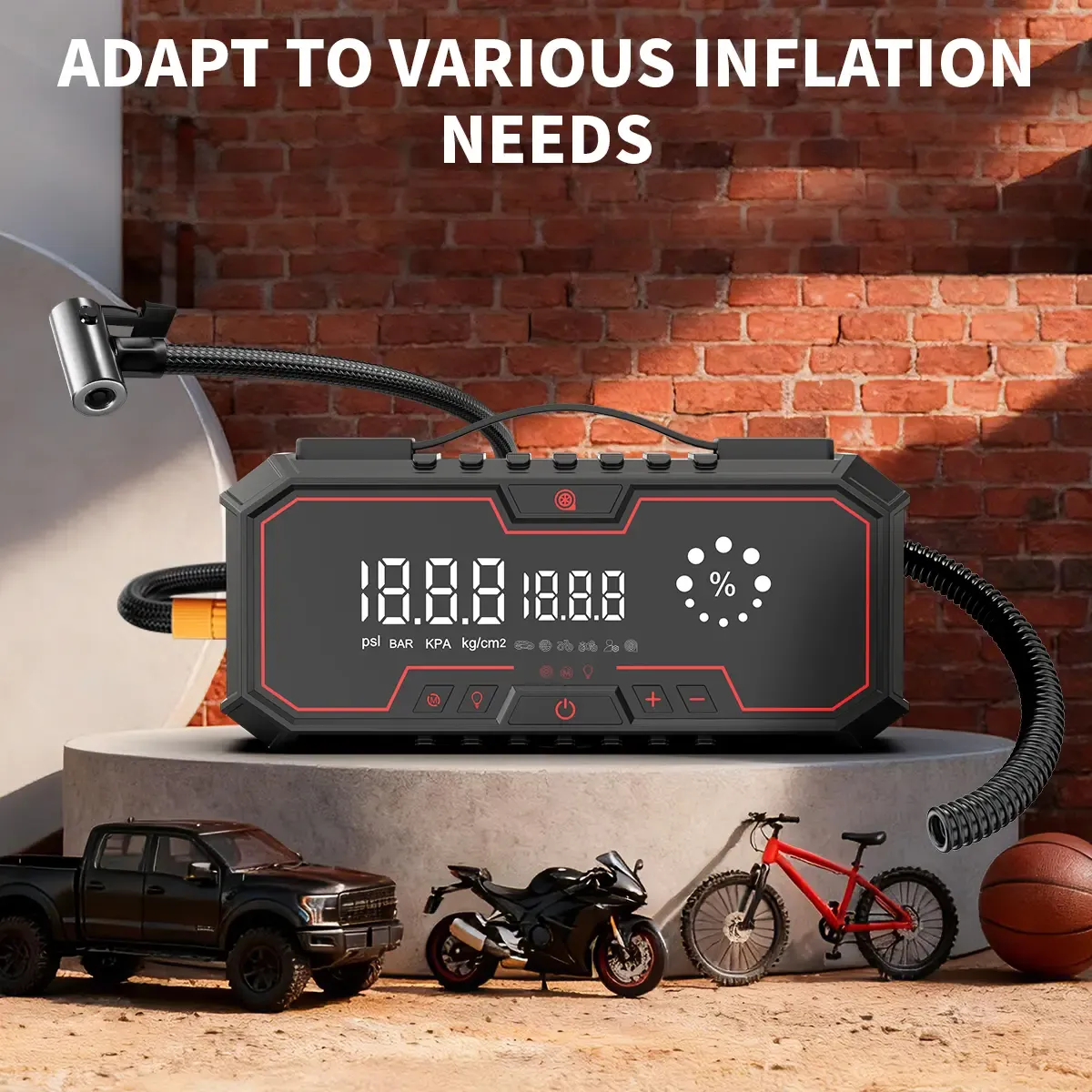 Arrancador de batería portátil para coche Kapeezi de 12 V, batería externa (power bank) de 18 000 mAh, inflador de neumáticos de 160 PSI, luz LED, kit de herramientas para coche; accesorio esencial para automóviles.