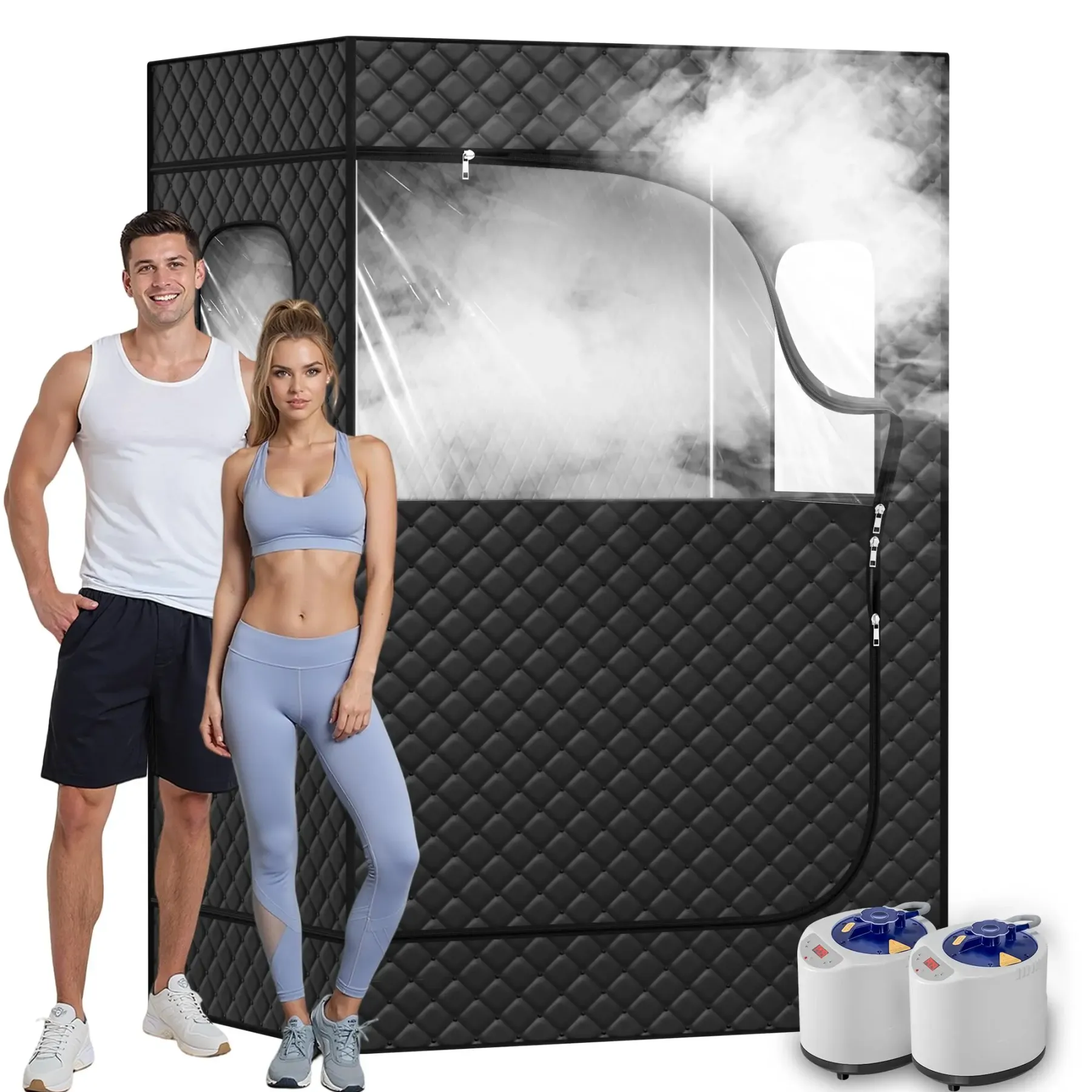 Cabina de sauna portátil TEHANLD para el hogar, sauna de vapor personal con generador de vapor de 3,0 L y 1200 W, tienda de sauna plegable para interiores, spa de sauna seca de cuerpo completo.