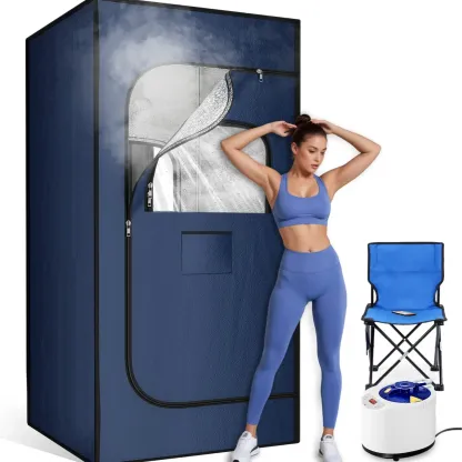 Cabina de sauna portátil TEHANLD para el hogar, sauna de vapor personal con generador de vapor de 3,0 L y 1200 W, tienda de sauna plegable para interiores, spa de sauna seca de cuerpo completo.