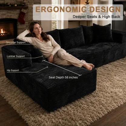 Conjunto moderno de sofá reclinable modular en forma de L de terciopelo