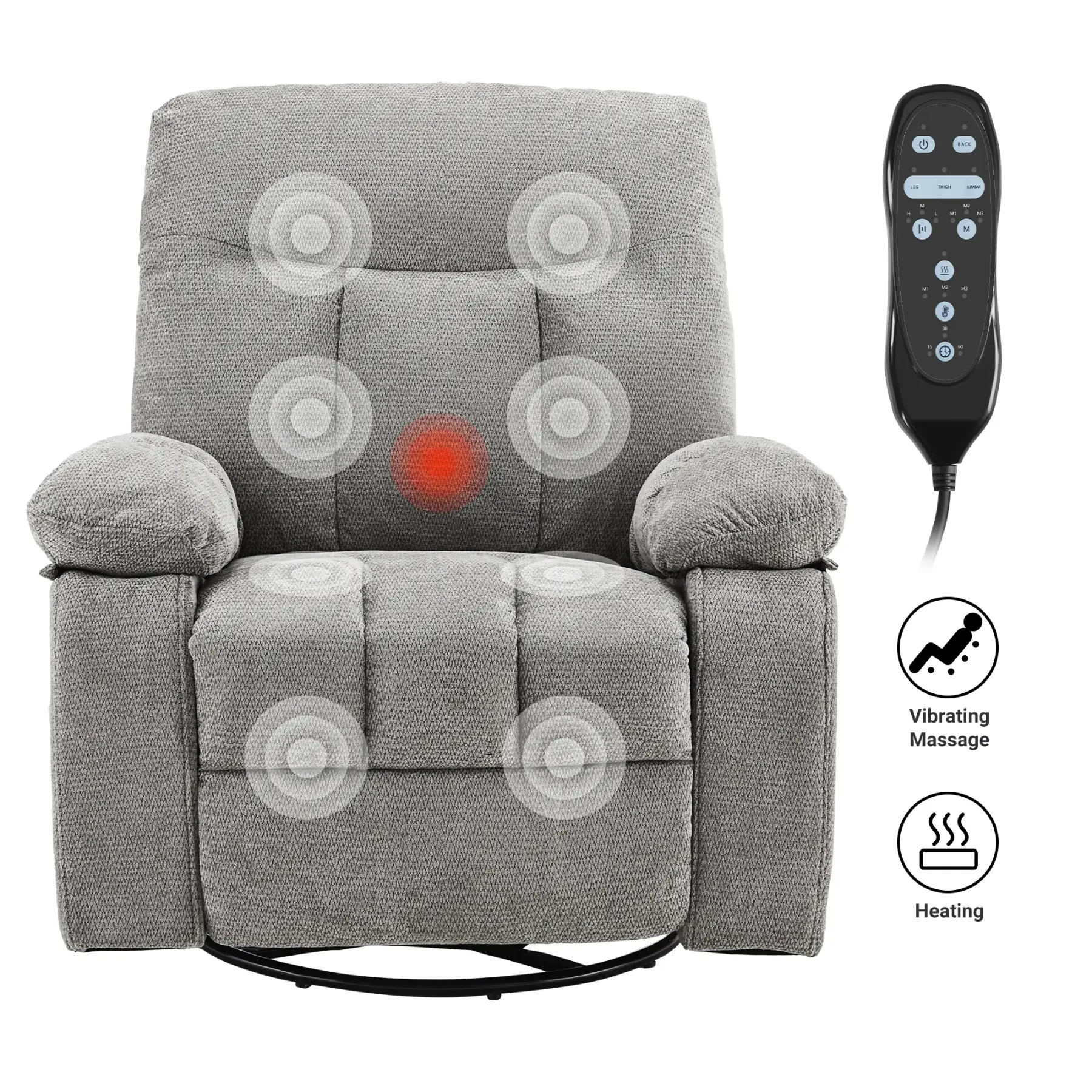 Sillón reclinable y mecedora DUMOS con masaje y calefacción