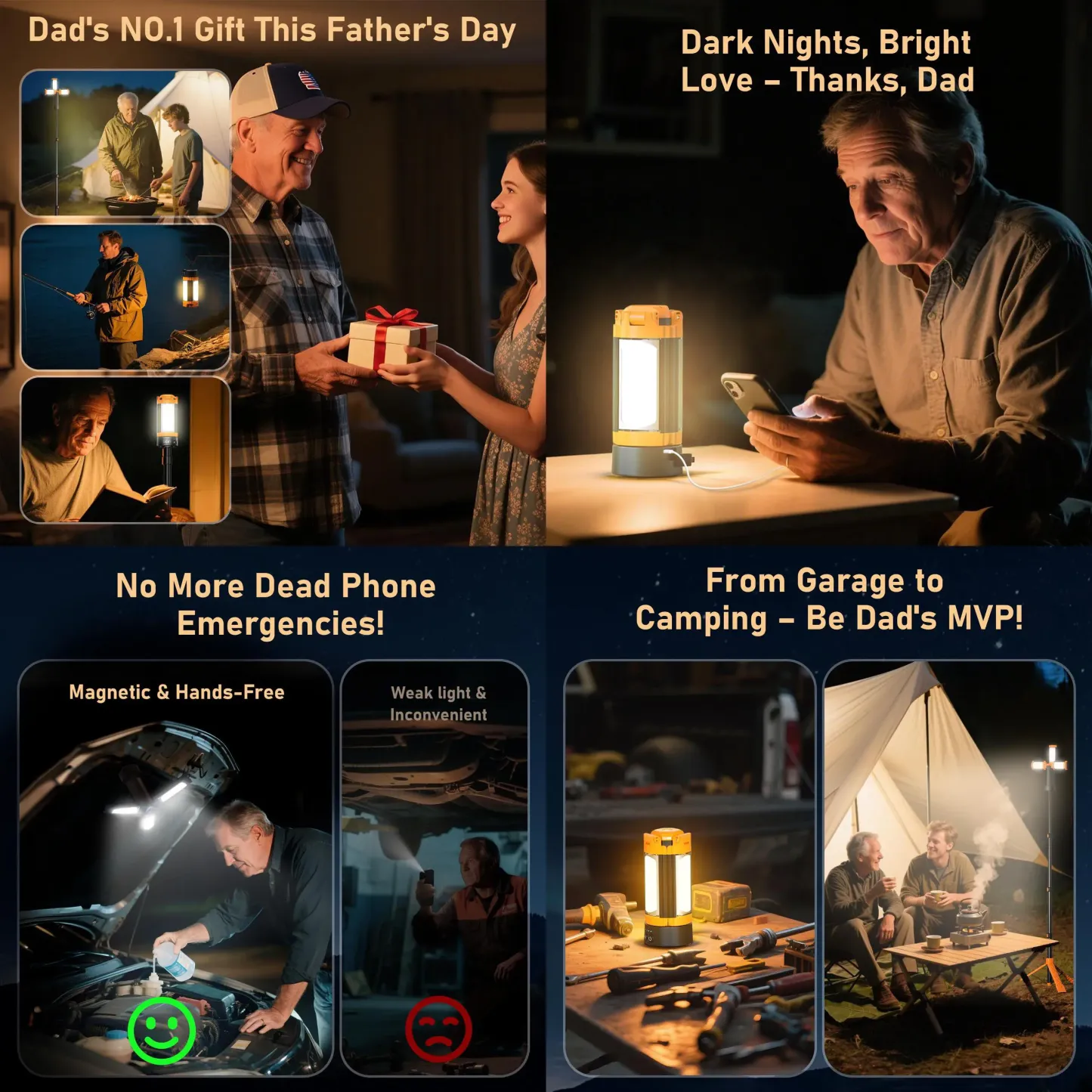 Luz de camping OGERY (10.000/18.000 mAh) con mando a distancia y batería externa: luz de trabajo recargable de 2200 lúmenes con intensidad regulable, luz de emergencia y trípode desmontable (0,53-1,98 m) para actividades al aire libre, senderismo, hogar y