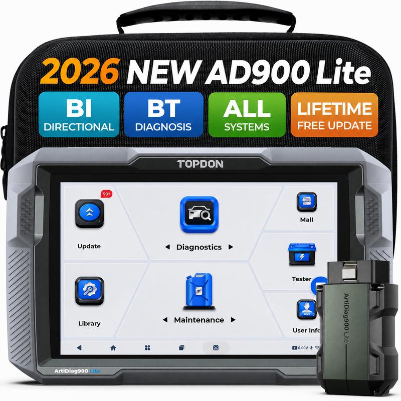 Escáner automotriz inalámbrico bidireccional TOPDON ArtiDiag900 Lite para todos los sistemas: actualizaciones gratuitas de por vida, pruebas activas, más de 8 funciones de reinicio y guía de reparación de DTC.