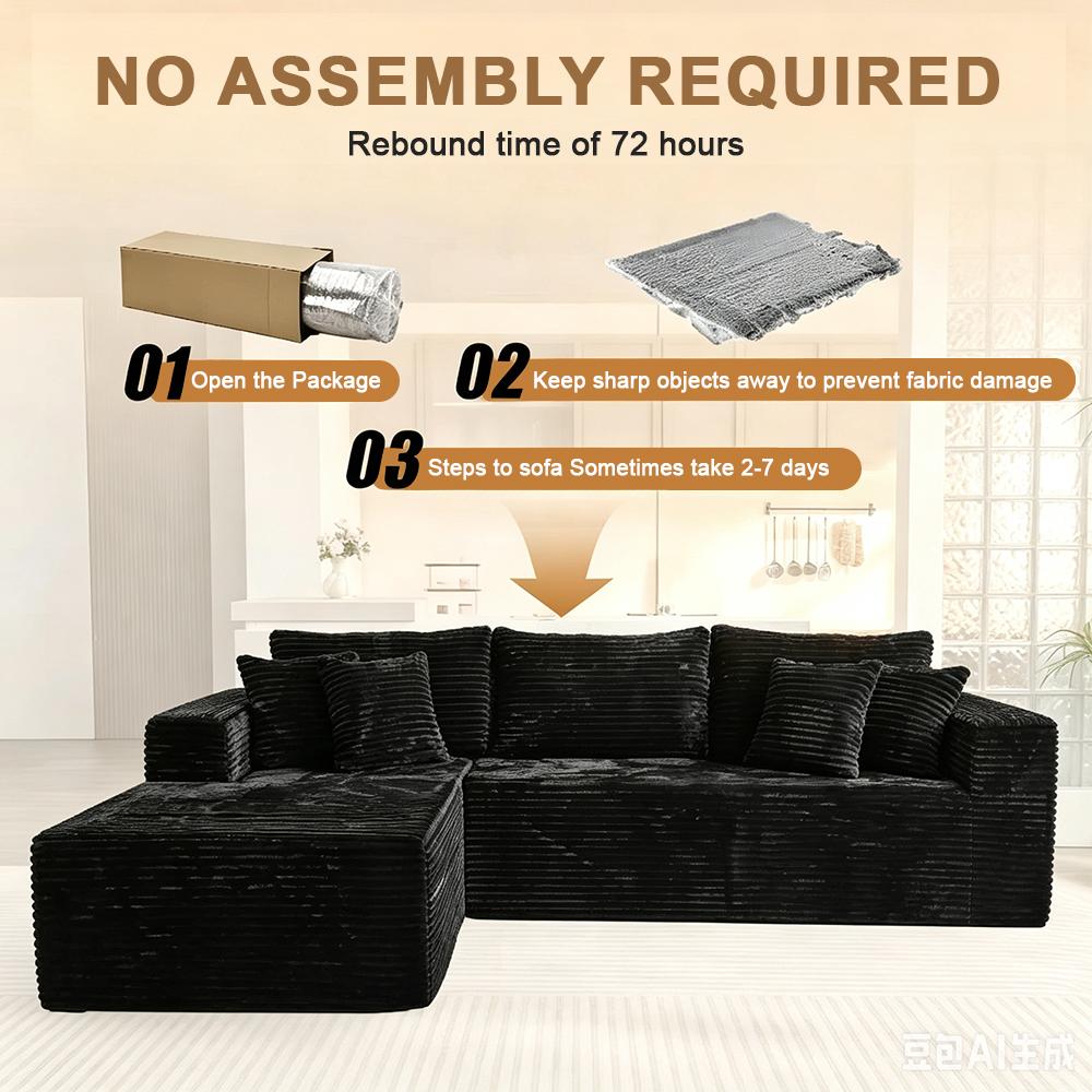 DIGWAC Modern Modular L-Shaped Recliner Sectional Upholstered Sofa - Sturdy Upgraded Independent Pocket Spring Base, Soft Corduroy Fabric, Layered Memory Sponge Padding, Deep Seat Living Room Couch, No Assembly Needed, Ships in 2 Packages, Modern Sofas, F