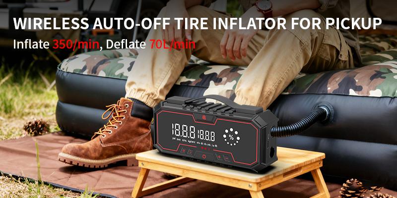 【Father's Day Gift】Kapeezi 12V Portable Emergency Car Battery Starter, 18000mAh Power Bank, 160PSI Tire Inflator, LED Light, Car Tool Kit, Automotive Essential Accessory Car Essentials