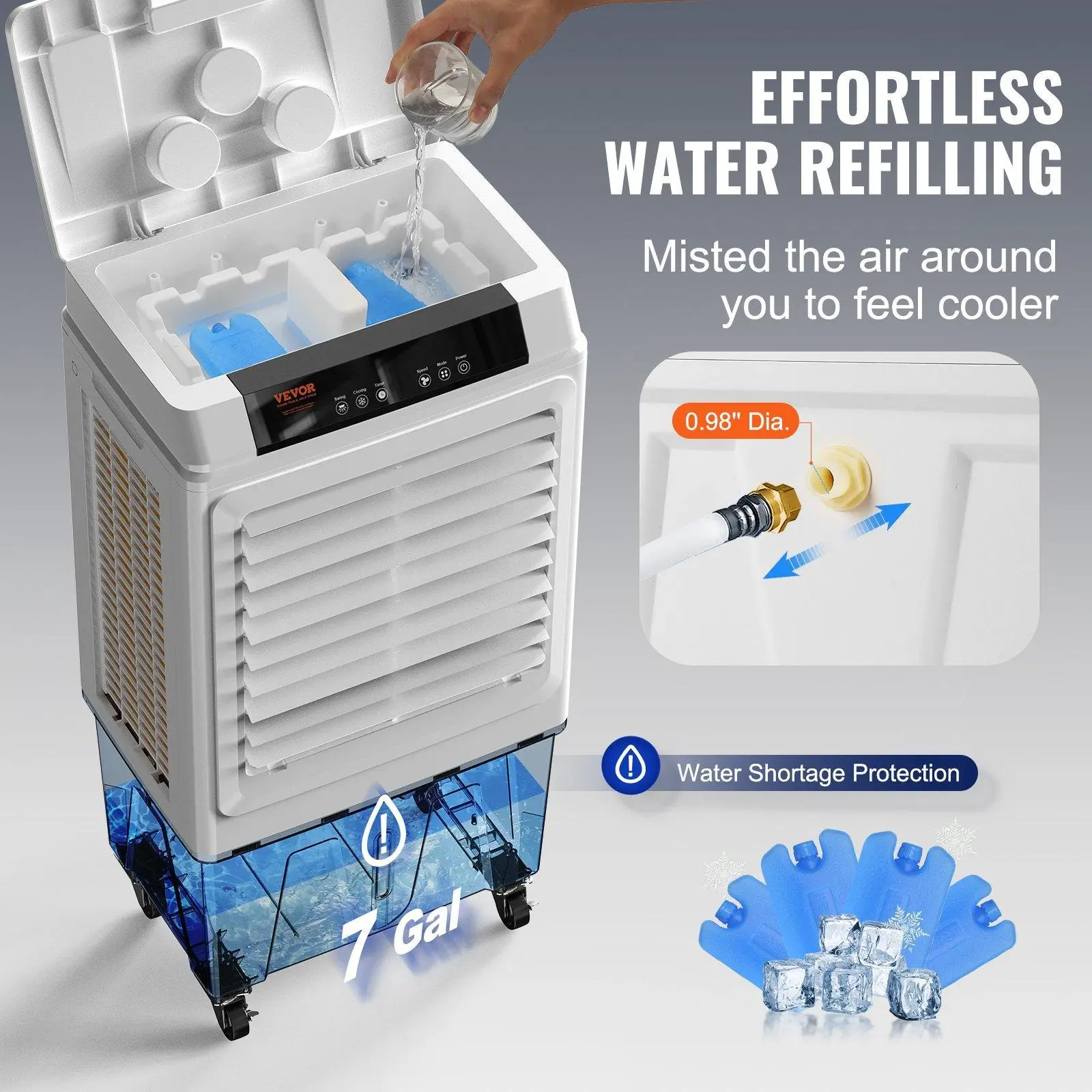 Enfriador de aire evaporativo VEVOR de 3100 CFM con control remoto