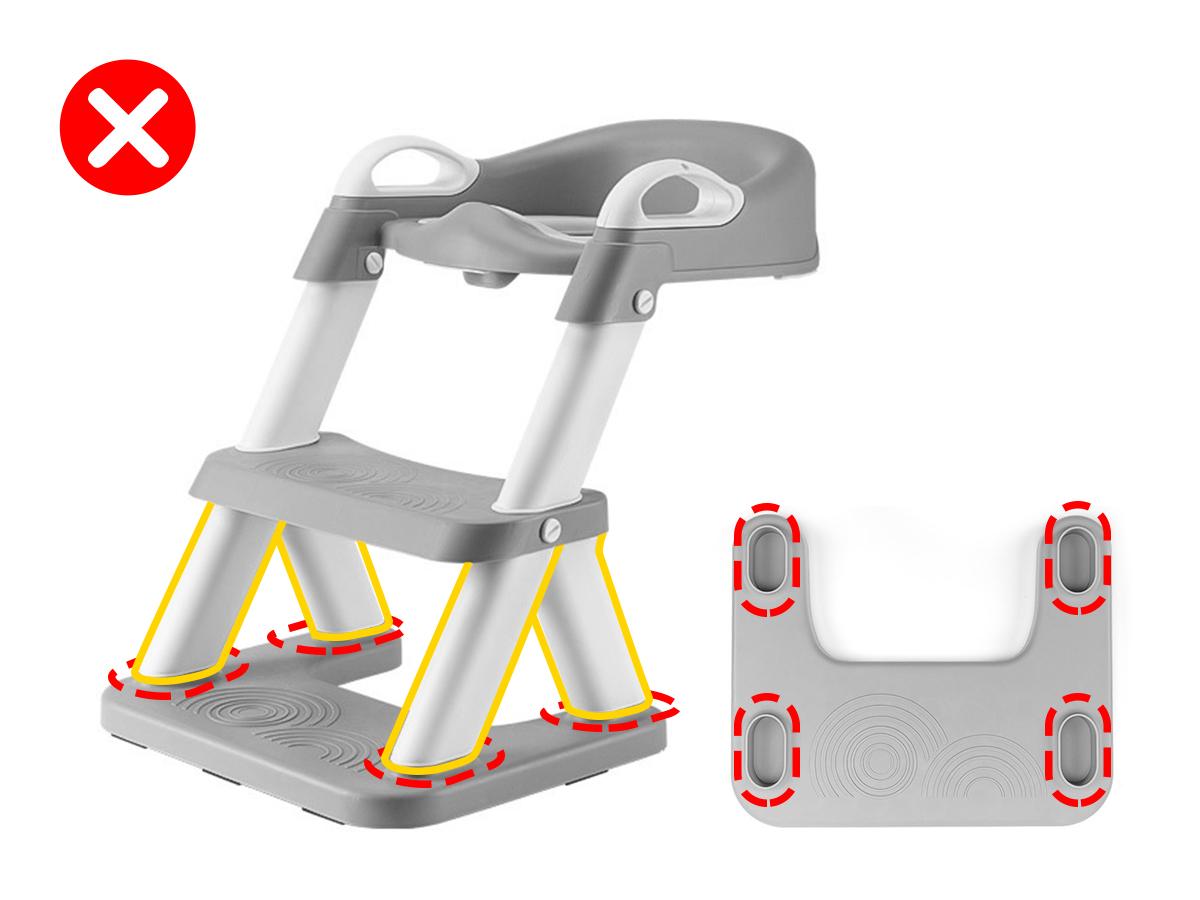 Orzbow Adjustable Height 2-IN-1 Kids Potty Training Toilet Seat with Step Stool, Stable Training Ladder Potty Seat with Splash Guard & Anti-Slip Pad, Grey