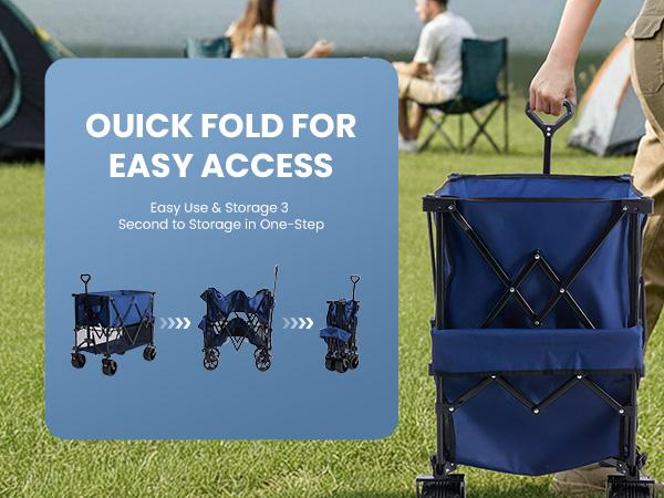 【Deals For You】DUMOS 320L Heavy Duty Collapsible Outdoor Double-Decker Wagon - 440 lbs Capacity, Brakes, Flexible Handle, All-Terrain Big Wheels, Compact Pack & Foldable for Grocery, Camping, Collapsible Wagon, Heavy Duty Wagon