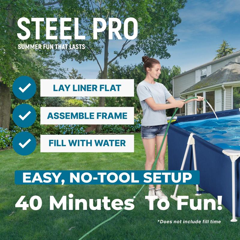 Piscina desmontable Bestway Steel Pro de estructura metálica (9,8' x 6,6' x 26") con bomba de filtro