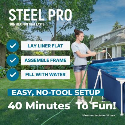 Piscina desmontable Bestway Steel Pro de estructura metálica (9,8' x 6,6' x 26") con bomba de filtro