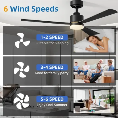 Ventilador de techo de perfil bajo de 52 pulgadas con luz y control remoto