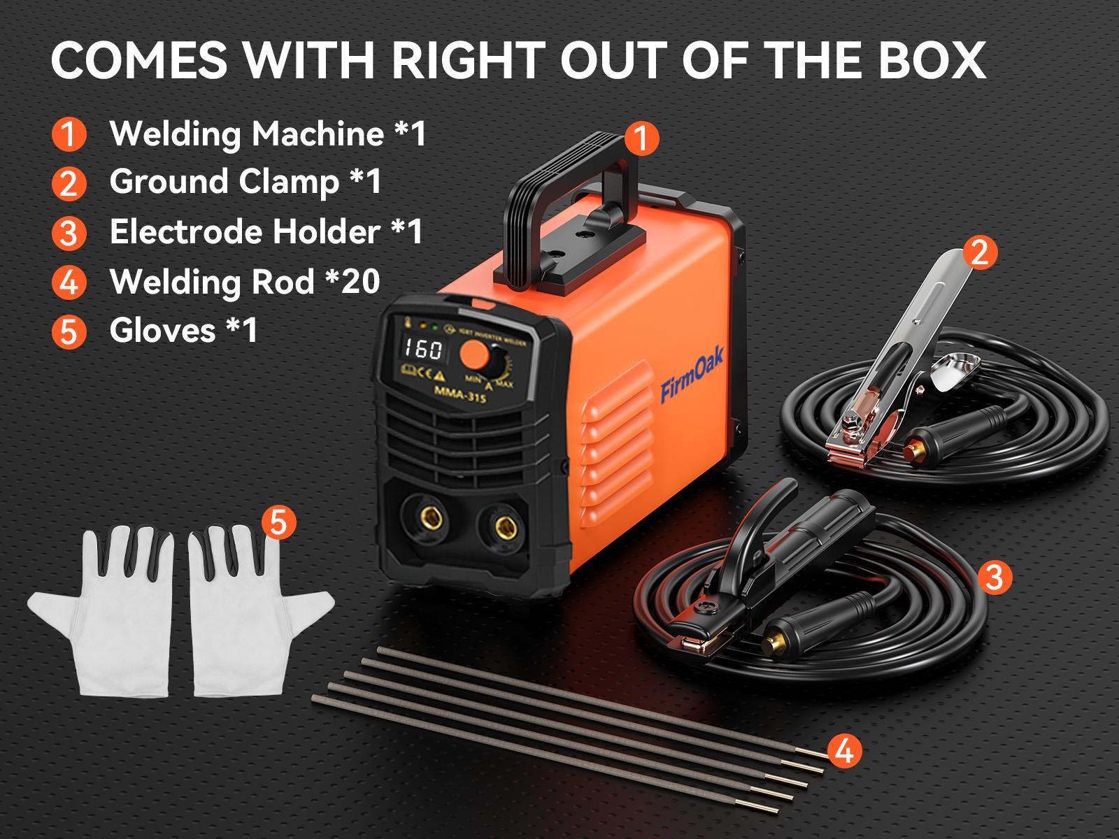 【FathersDayGift】FirmOak 110V Portable Handheld Welding Machine, MINI Stick Welder with Hot Start, Arc Force, Anti-Stick IGBT Inverter, Supports E6013/E6011/E7018 Rods, Digital Display Arc Welder with Welding KitI,deal for Home Use & DIY, Tools fathersdayg