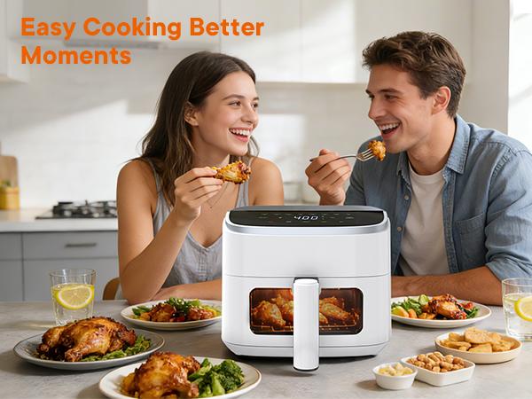 【Summer Sale】4QT Air Fryer with Visible Window, 1500W Digital Touchscreen Air Fryer with 8 Presets, Auto Shut Off & Nonstick Dishwasher Safe Basket, 60-Min Timer, Max 400&deg;F