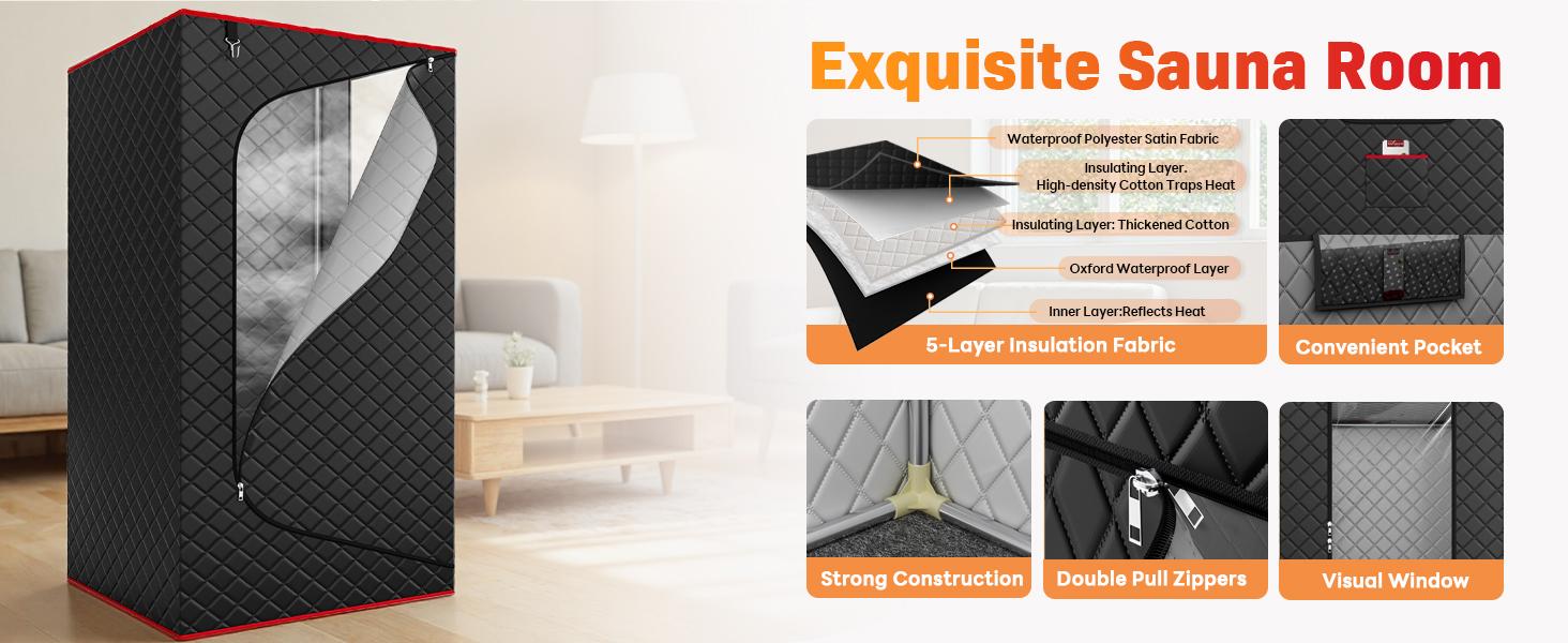 [dealsforyoudays]TEHANLD Portable Sauna Box for Home, Personal Steam Nurecover Saunas Heater at Home Use, 3.0L 1200W Steamer, Indoor Foldable Sauna Tent, Dry Sauna SPA Full Body Inflatable Pool