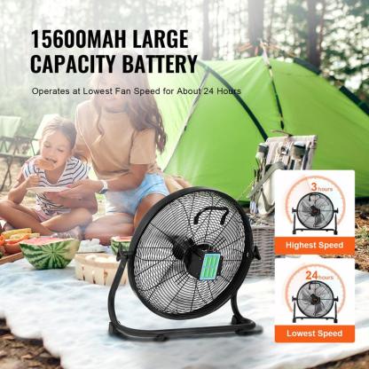 Ventilador inalámbrico VEVOR de 16 pulgadas: ventilador personal portátil y silencioso para el hogar o la oficina, con cabezal pivotante manual de 360 ​​grados, regulación de velocidad continua, alta velocidad y funcionamiento inalámbrico; ventilador de s