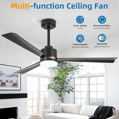 Ventilador de techo de perfil bajo de 52 pulgadas con luz y control remoto