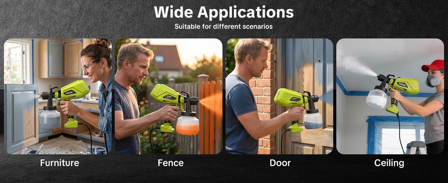 【FathersDayGift】SEESE Paint Sprayer,Equipped with a 1200ml Large-Capacity Spray Gun and Cleaning Accessories, Adjustable Flow Control, 4 Nozzles, and 3 Spray Modes. Easy to Clean and Suitable for Painting Furniture, Fences, Walls, Doors, Windows. fathersd 【FathersDayGift】SEESE Paint Sprayer,Equipped with a 1200ml Large-Capacity Spray Gun and Cleaning Accessories, Adjustable Flow Control, 4 Nozzles, and 3 Spray Modes. Easy to Clean and Suitable for Painting Furniture, Fences, Walls, Doors, Windows. fathersd