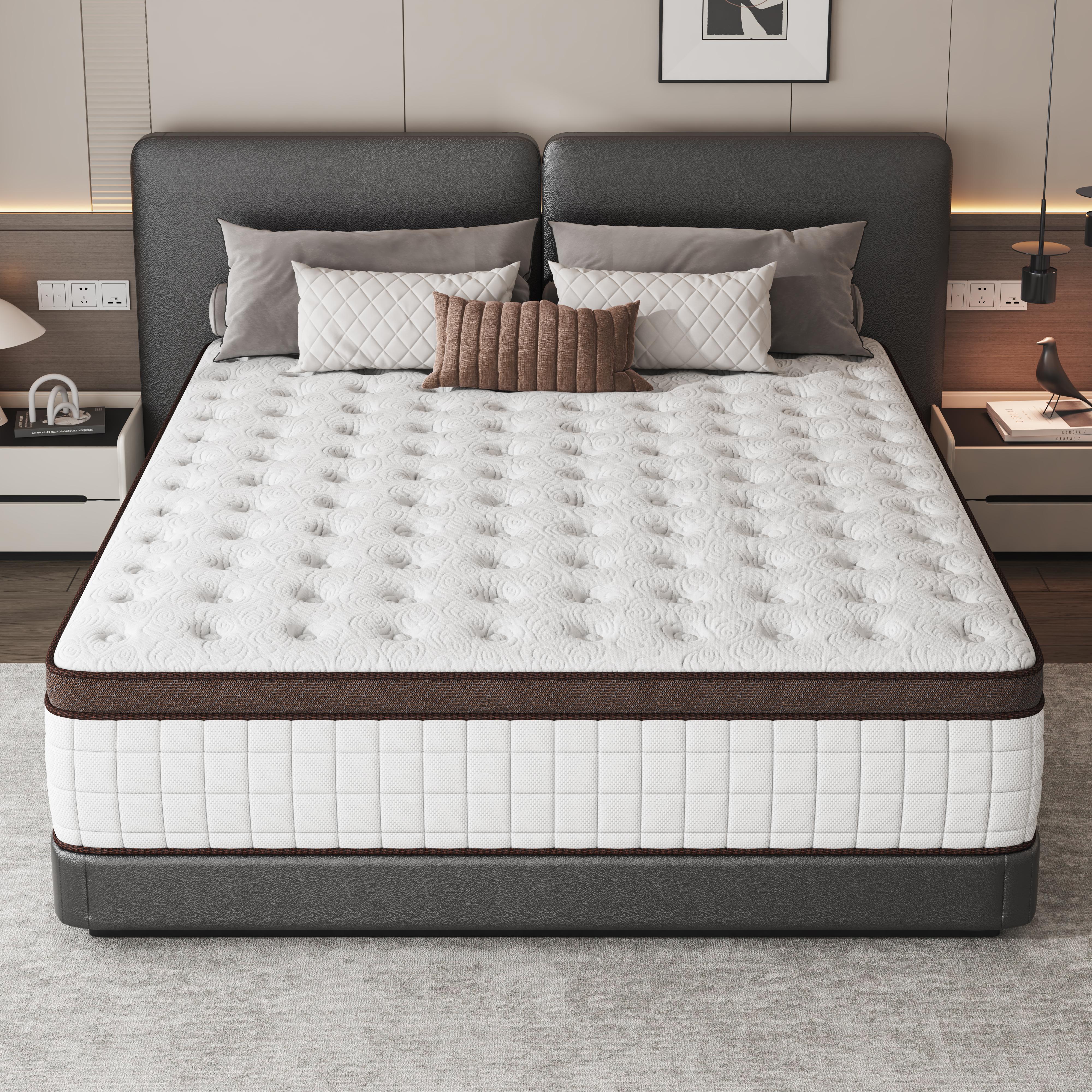 Hybrid Mattress with Premium Memory Foam and Springs, 8/10/12/14 Inch, Medium Firmness, Lumbar Support, Ergonomic Design, for Home Rooms and Hotels, Boxed Furniture Gift (Twin, Full Size Mattress, Queen, King),dorm essentials,home decor