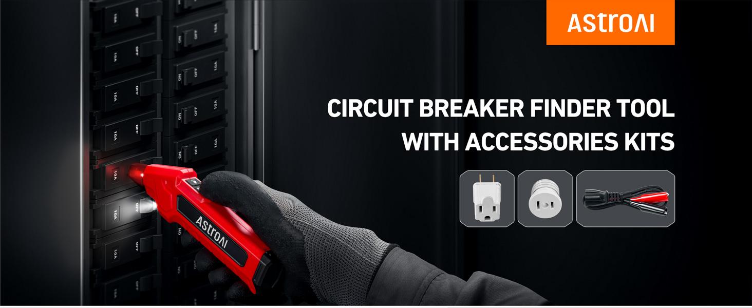 AstroAI Portable Electric Circuit Breaker Finder Tool Kit - Integrated GFCI Outlet Tester, Handle, Power Circuit Tester, Car Diagnostic Tool, 4 Adapters, Light Socket for Home/Workshop Breaker Location Tracing with Quick Indicators