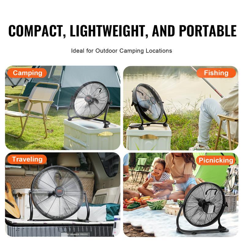 Ventilador inalámbrico VEVOR de 16 pulgadas: ventilador personal portátil y silencioso para el hogar o la oficina, con cabezal pivotante manual de 360 ​​grados, regulación de velocidad continua, alta velocidad y funcionamiento inalámbrico; ventilador de s