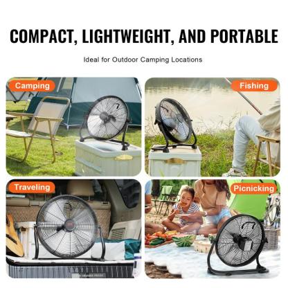 Ventilador inalámbrico VEVOR de 16 pulgadas: ventilador personal portátil y silencioso para el hogar o la oficina, con cabezal pivotante manual de 360 ​​grados, regulación de velocidad continua, alta velocidad y funcionamiento inalámbrico; ventilador de s
