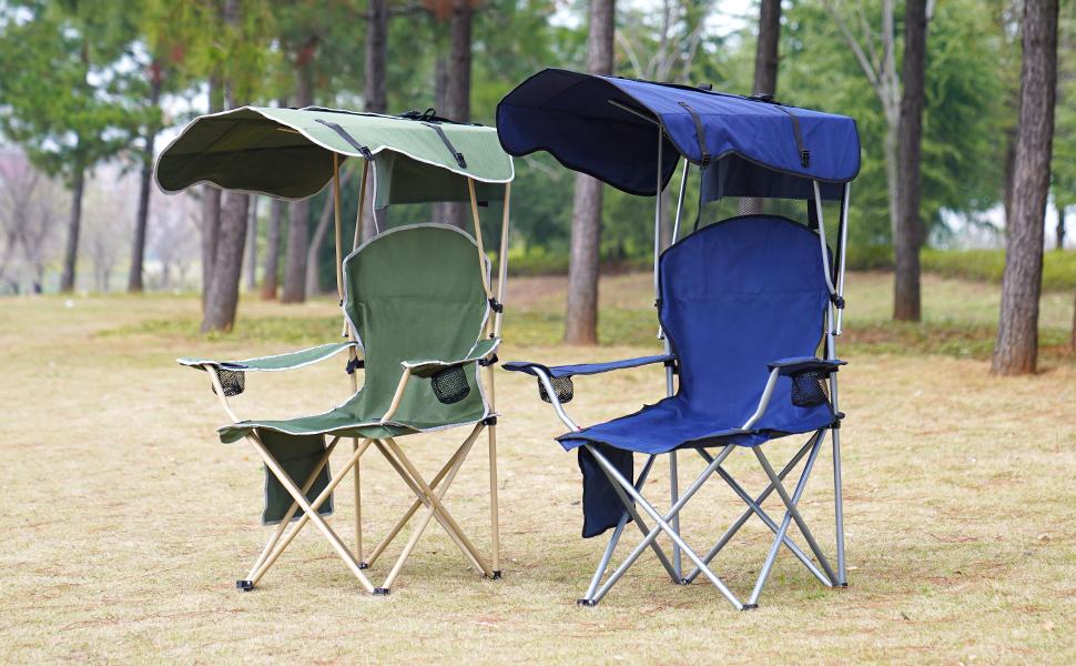 【summervibes】New Upgrade Wide lawn chair, Uhair camping chair with foldable sunshade, suitable for beach camping, foldable outdoor fishing/sports | Comes with two cup holders and storage bag 【summervibes】New Upgrade Wide lawn chair, Uhair camping chair with foldable sunshade, suitable for beach camping, foldable outdoor fishing/sports | Comes with two cup holders and storage bag